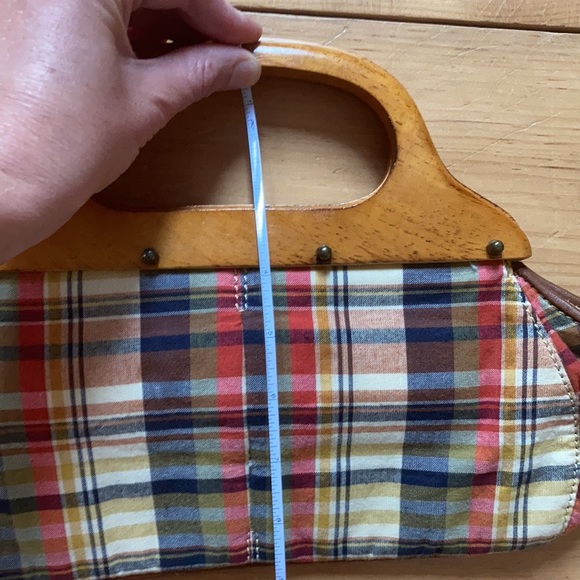 J Crew plaid and wood hand bag - Picture 10 of 10